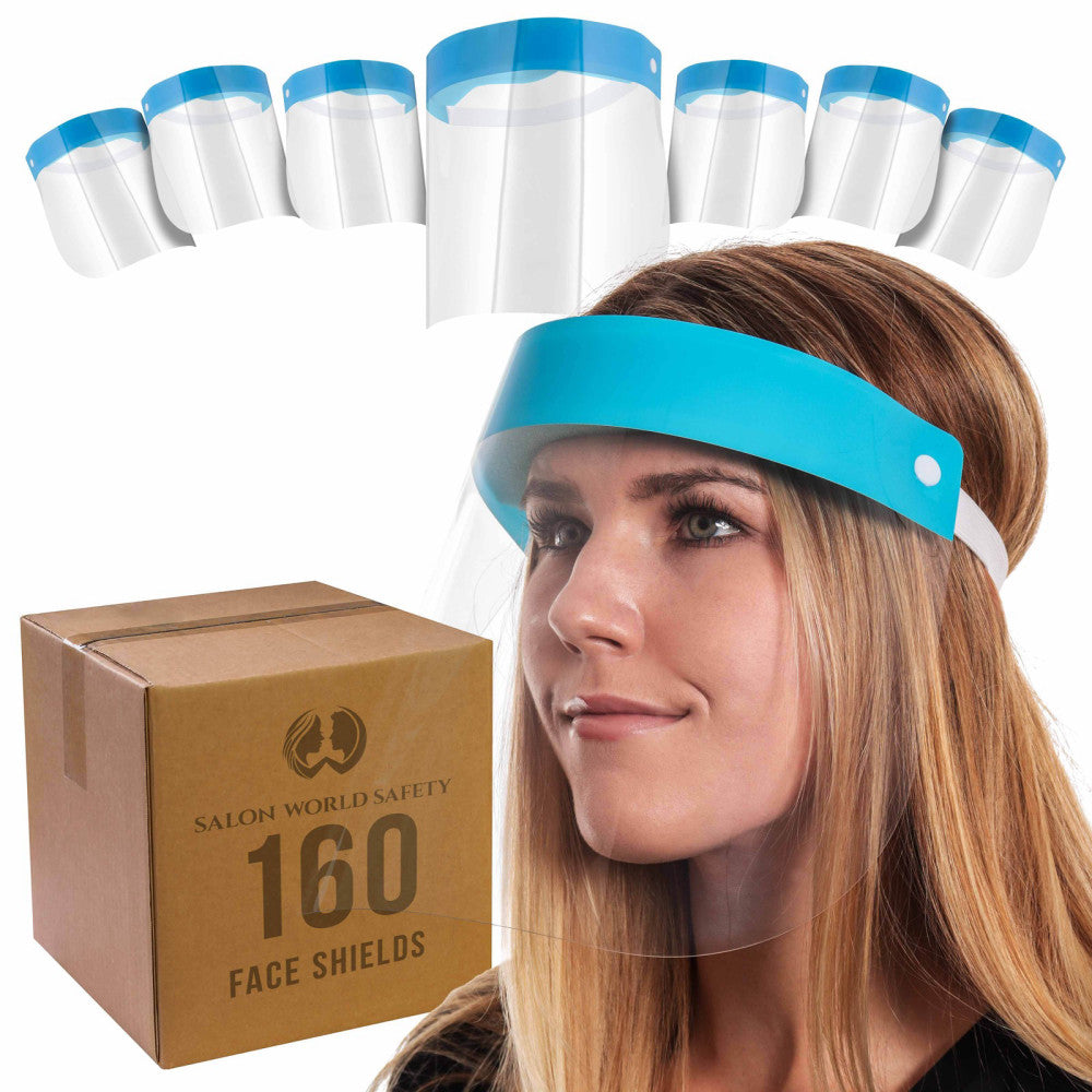 Salon World Safety 160 Face Shields Clear Protective Full Face Shields, Anti-Fog