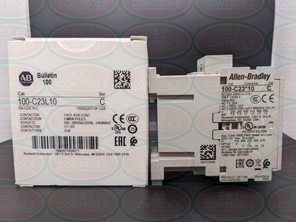 Allen Bradley 100-C23L10 Contactor 208-240V 23A 1 N.O. Aux Contact NIB