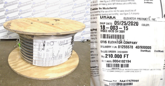 210ft - SUPER-FLEX Traveling Cable 18-003-15 - WSCC-6X20-SH-300V 6 SH Pair 20AWG