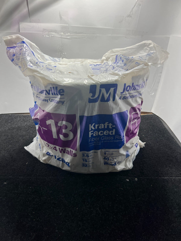 Johns Manville B1284 R13 Kraft Fiberglass Insulation, 40 Sq. Ft. Coverage, 3.5"