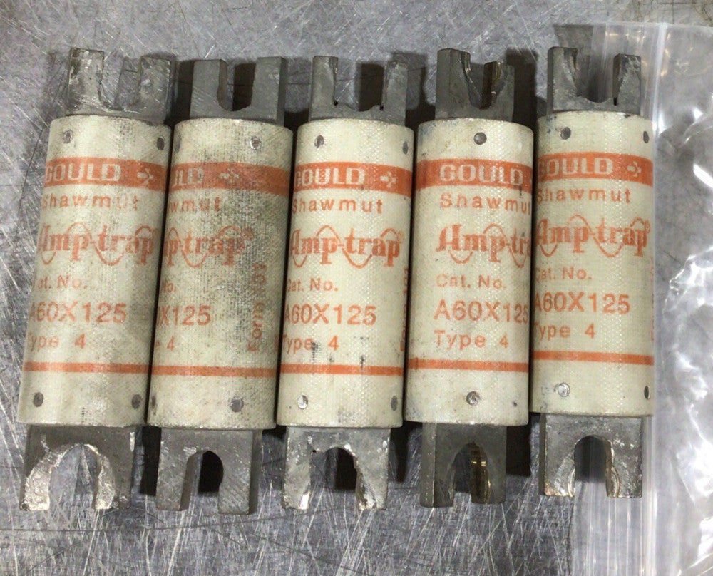 Lot of 5, GOULD Shawmut 125A 600V AmpTrap Fuse A60X125 Type 4