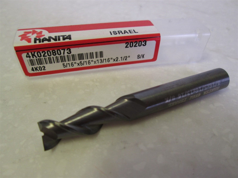 Hanita 5/16 x 5/16 x 13/16 x 2-1/2" Square End Carbide 2-Flute Endmill NEW
