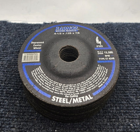 ( QTY 13 ) Radnor 64000705: Depressed Center Wheel 4-1/2 x .125 x 7/8 Type 27