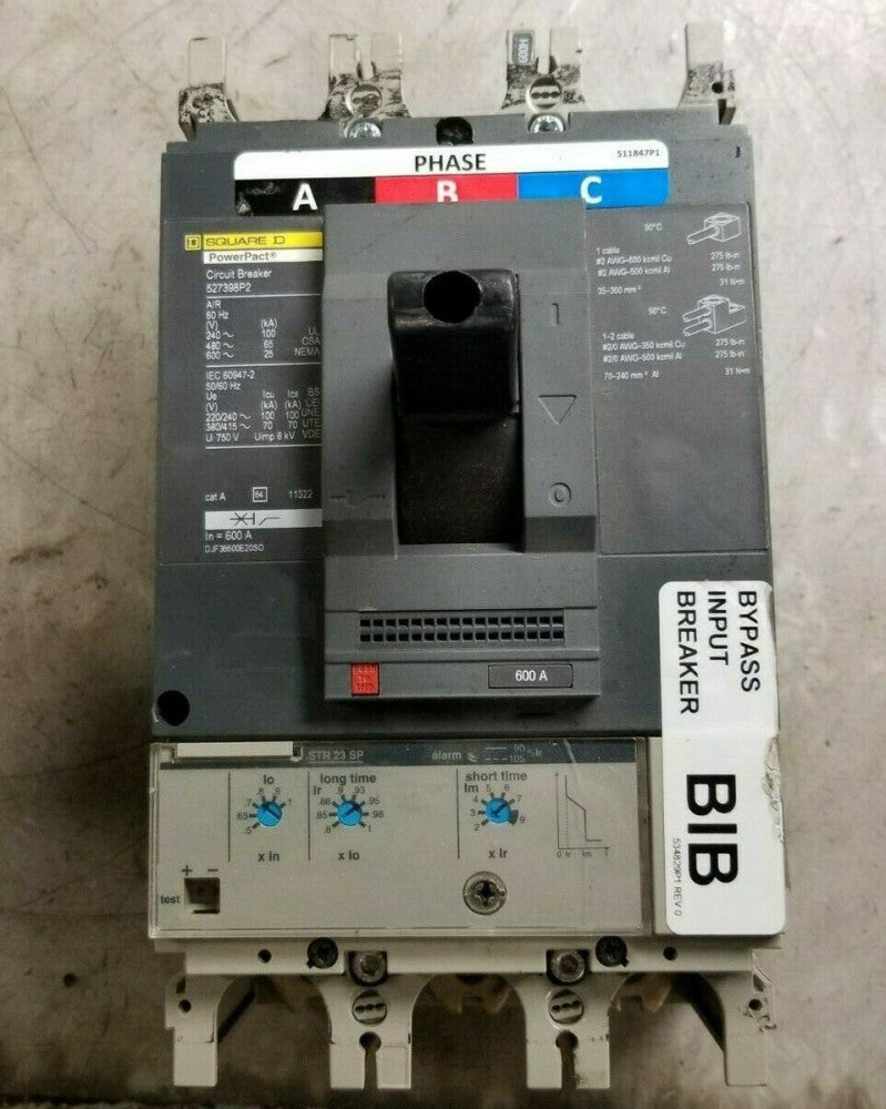 SQUARE D 600 AMP LS CIRCUIT BREAKER 600 VAC 3 POLE  527398P2