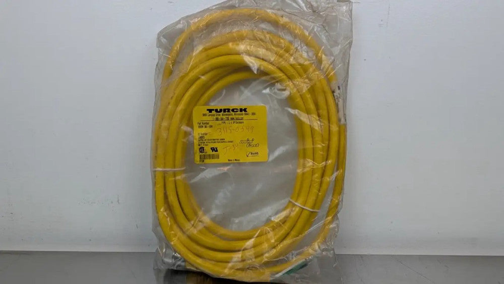 Turck RKM 36-6M Connection Cable U5003 600V 10A 7/8" Female 3-Pin 3-Wire 6m