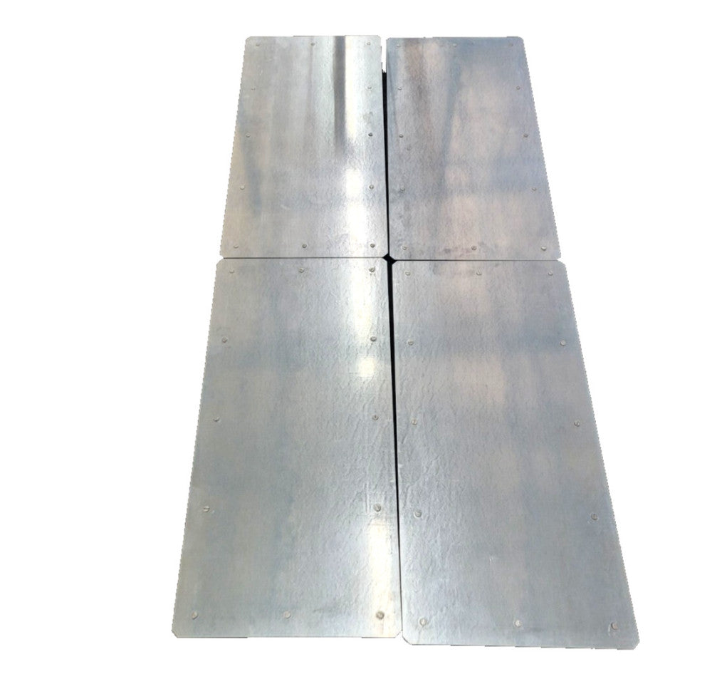 LOT OF 4 STEEL PLATES 34-1/2X16-1/2X1/8 16955 W/ 12 SCREWS AND NYLON HOLDERS