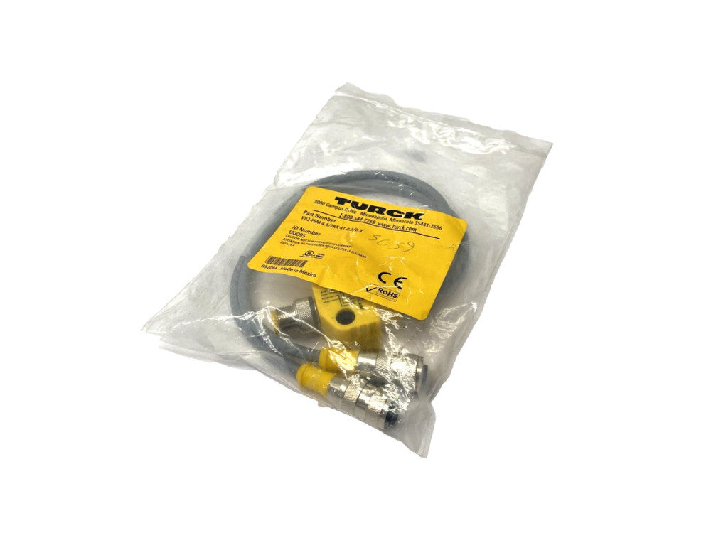 Turck VB2-FSM 4.4/2RK 4T-0.3/0.3 2-Branch Daisy Chain M12 4-Pin 0.3m U0095