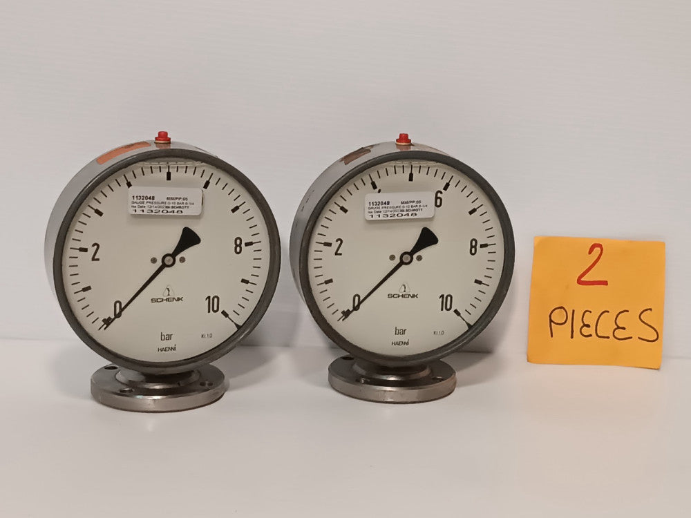 Lot of 2 Haenni / Wika Pressure Gauge, Liquid Filled, 0-10 Bar , 6.25" Dial, SS