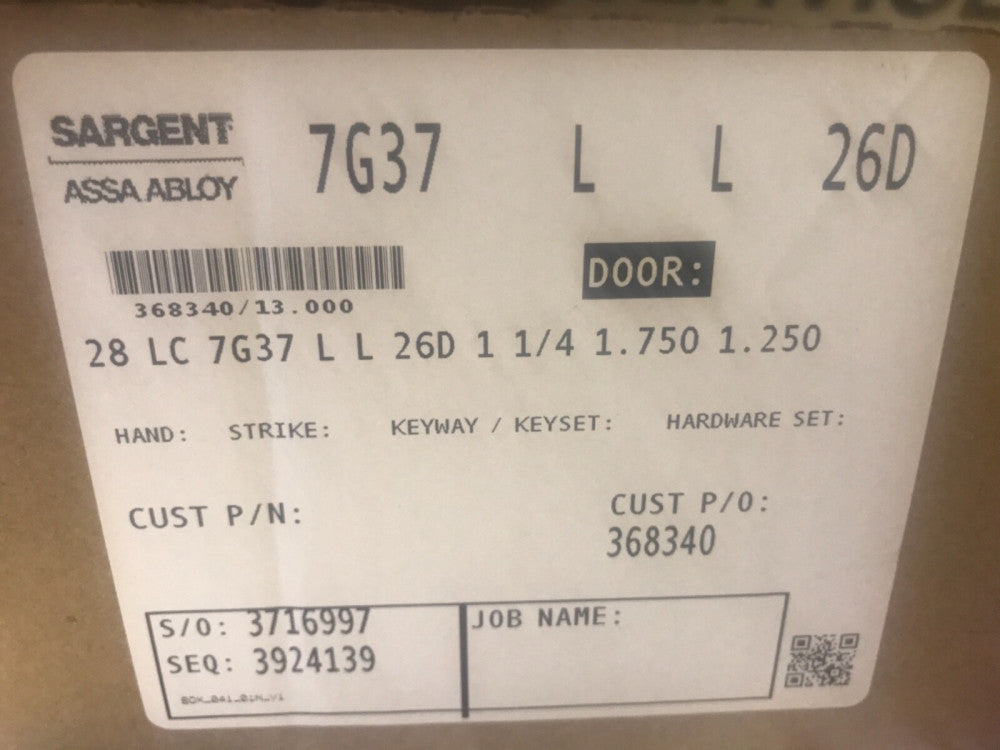 SARGENT ASSA  ABLOY 7G37  Classroom Lock 26D 1-1/4 1.750 1.250 LC L 28