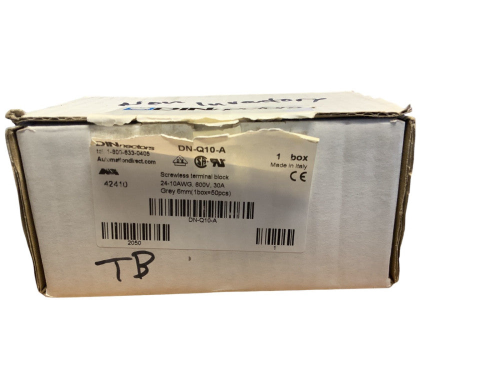 AUTOMATION DIRECT DN-Q10-A SCREWLESS TERMINAL BLOCK, ACCEPTS WIRESIZE 10-24 AWG