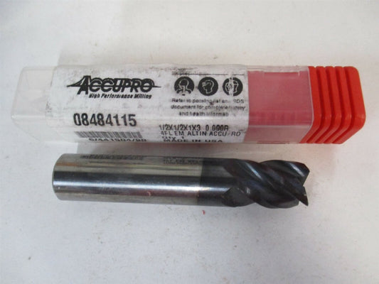 1/2" x 1" x 1/2" x 3" OAL 4-Flute Solid Carbide AlTiN RH Spiral End Mill