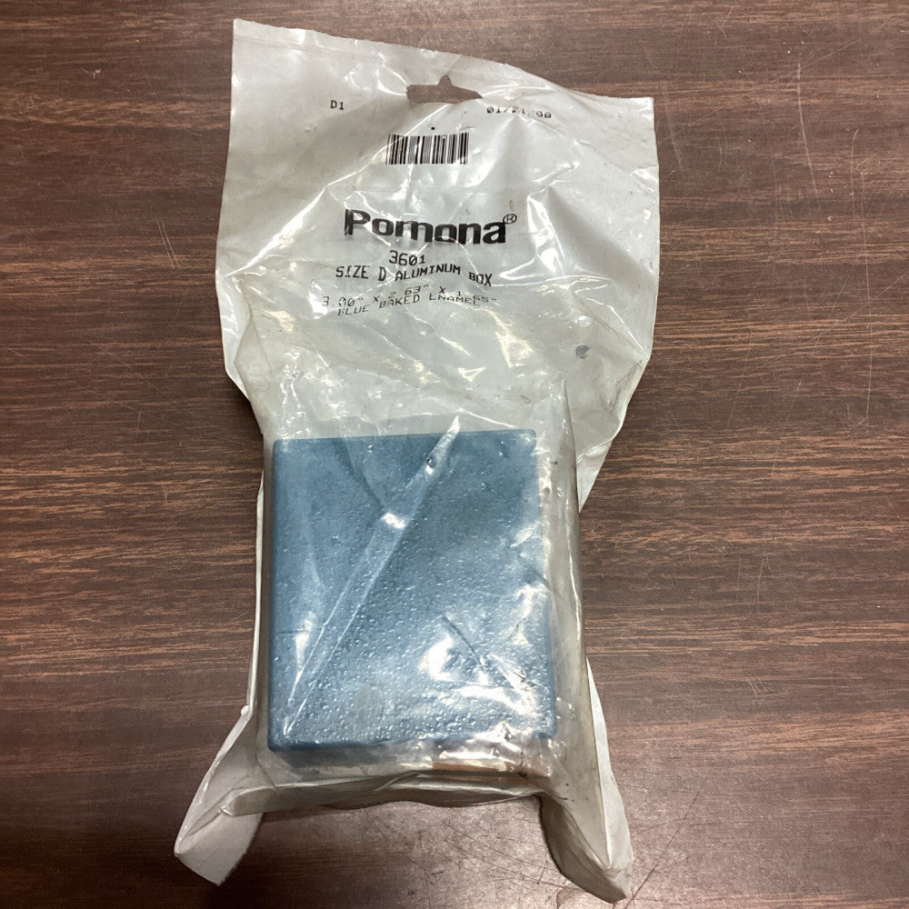 Pomona 3601 Aluminum Box Blue Baked Enamel Size D 3" x 2-5/8" x 1-5/8" LWH