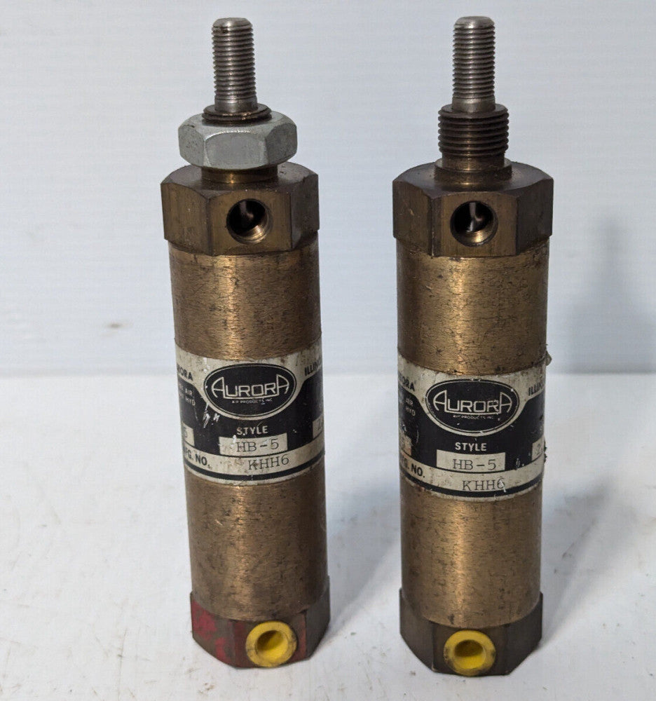 Lot of 2 Aurora HB-5 Pneumatic Cylinders; 1.125 Bore; 2.50 Stroke 