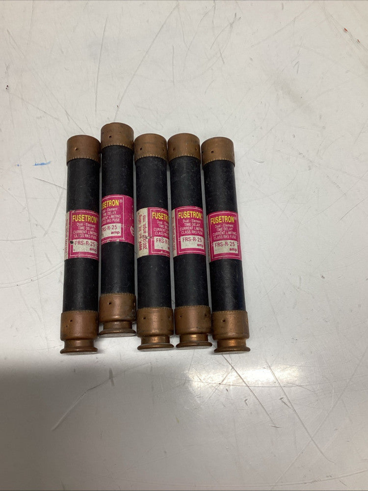 Fusetron FRS-R25 Time Delay Current Limiting Fuse 25 Amps Lot Of 5 R-187