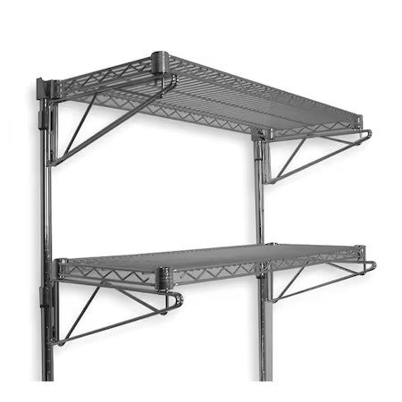 Zoro Select 2Hge5 Steel Wire Wall Shelving, 14"D X 60"W X 34"H, Chrome