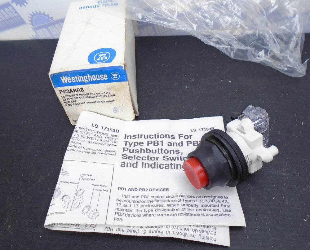 WESTINGHOUSE - PB2ABRB - Momentary RED Push Button OIL-TITE SWITCH - (NEW)