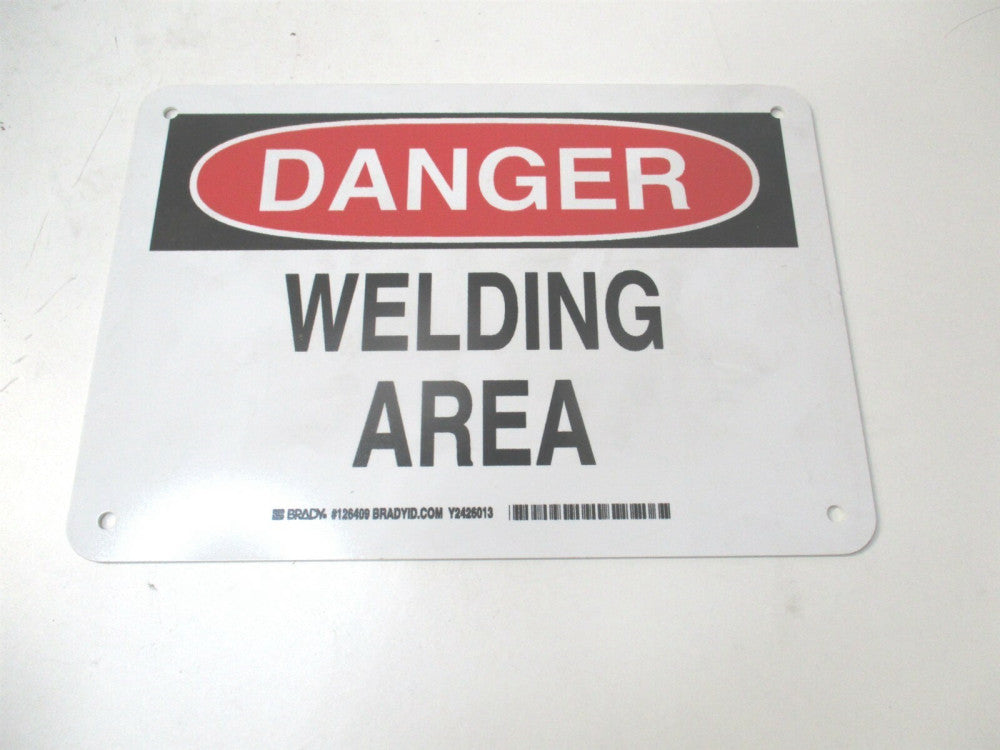 Brady (126409) 7" x 10" Welding Area Danger Plastic Sign With Mounting Holes