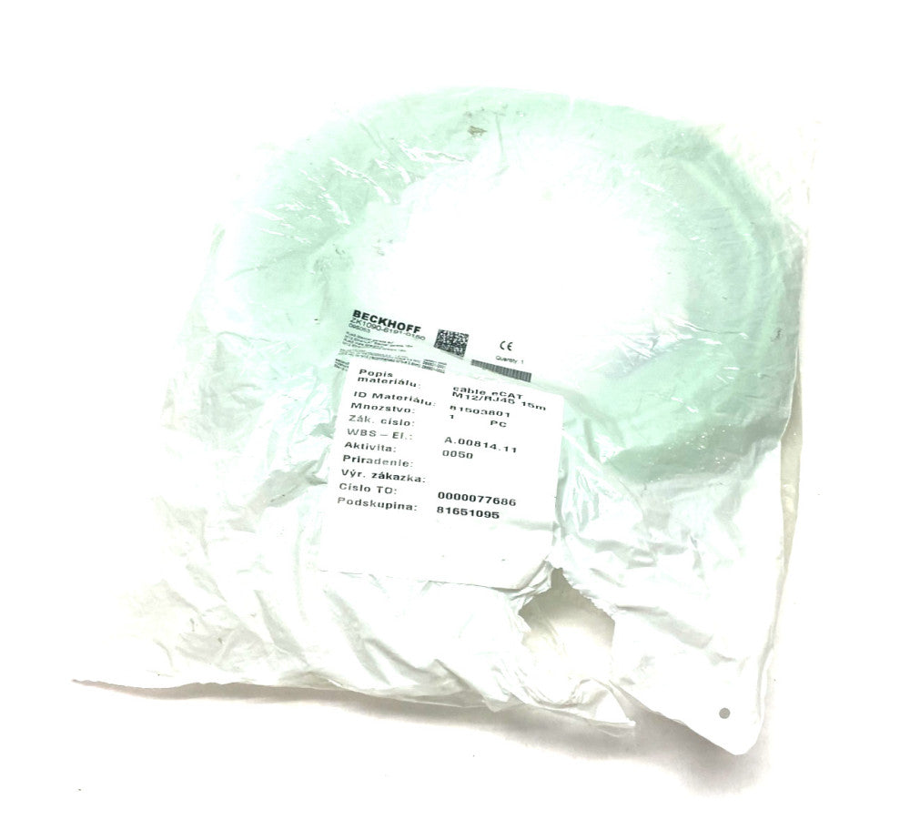 Beckhoff ZK1090-6191-0150 Double Ended EtherCAT Power Cable RJ45/M12 15m 095053