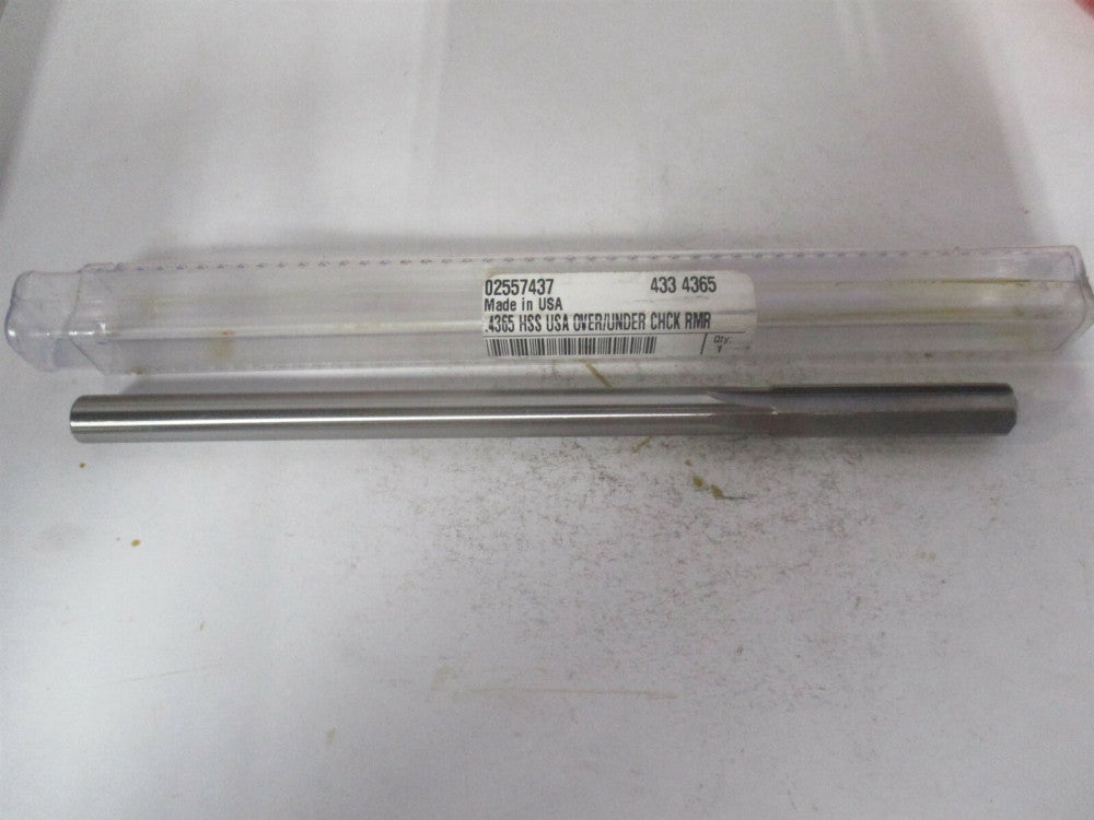 (433-0.4365) 0.4365" x 1-3/4" x 7" 6-Flute Straight Shank HSS Chucking Reamer 
