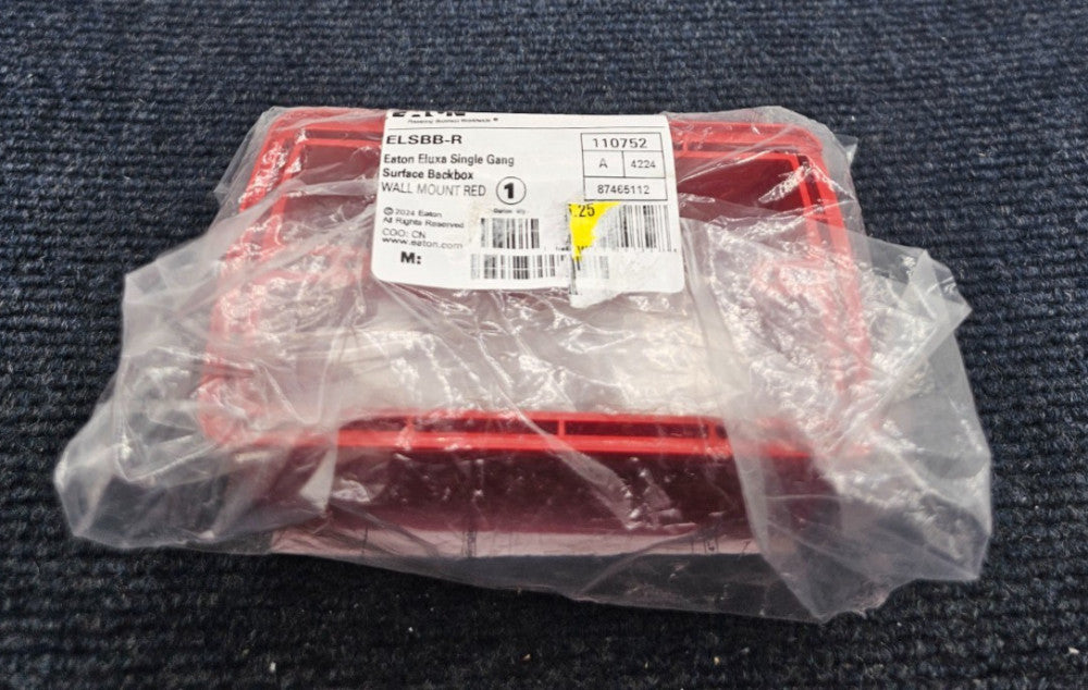 (QTY 2) Eaton ELSBB-R: Eluxa Single Gang Surface Backbox Wall Mount Red