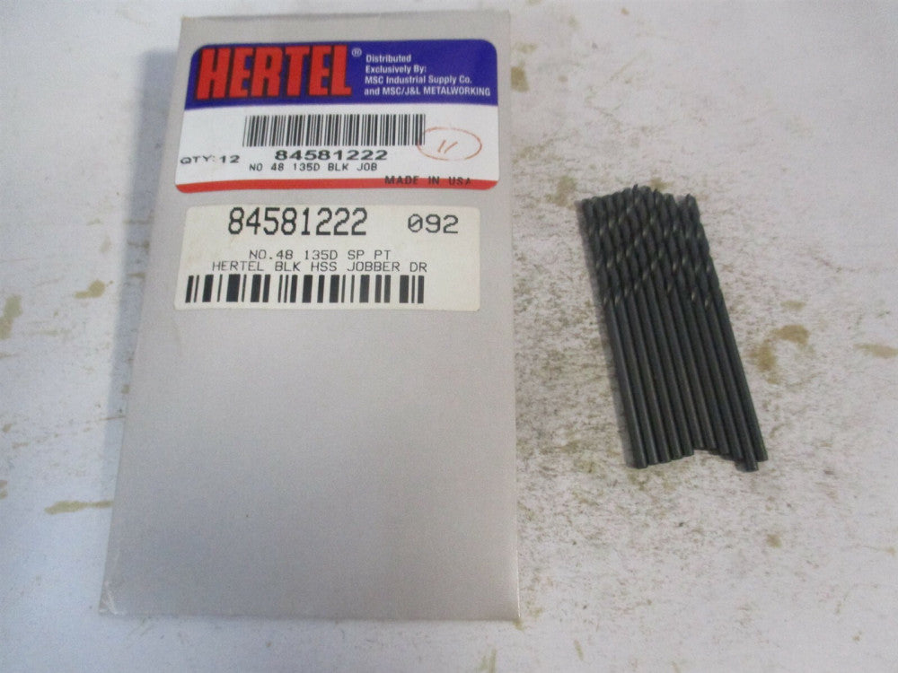 (84581222) #48 1" x 2" OAL 135° High Speed Steel Jobber Drill - Pack of 11