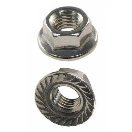 Zoro Select U51108.019.0001 Serrated Lock Nut, #10-24, 18-8 Stainless Steel,