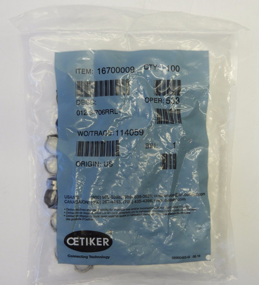 Oetiker 15/32 Crimp Stepless Ear Stainless Steel Hose Clamp (100-pack) New