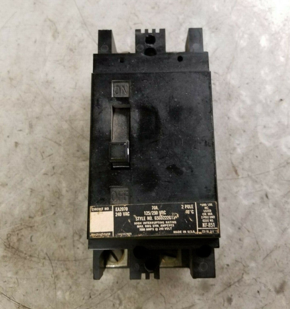 CUTLER HAMMER 70 AMP CIRCUIT BREAKER 240 VAC 2 POLE  EA2070