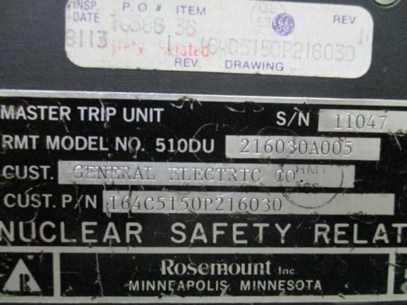 ROSEMOUNT 510DU-216030A005 MASTER TRIP UNIT  UNMP