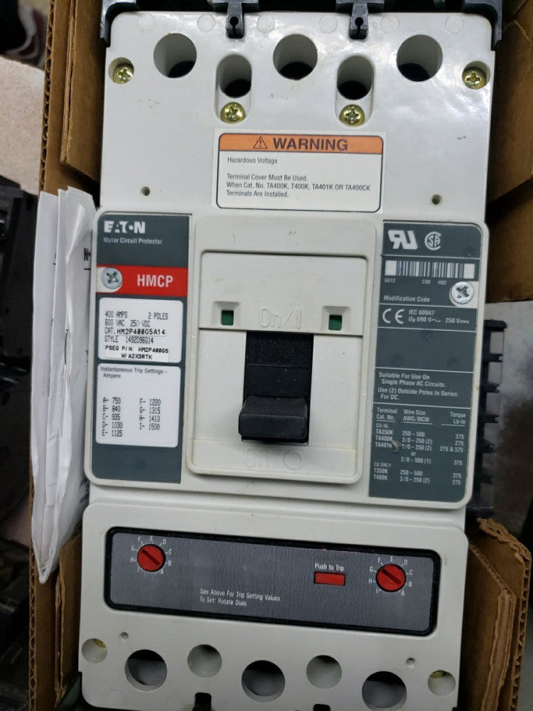 Westinghouse HM2P400G5 400A Circuit Breaker 2 Pole HMCP 480/600V 400 Amp 2P NOS