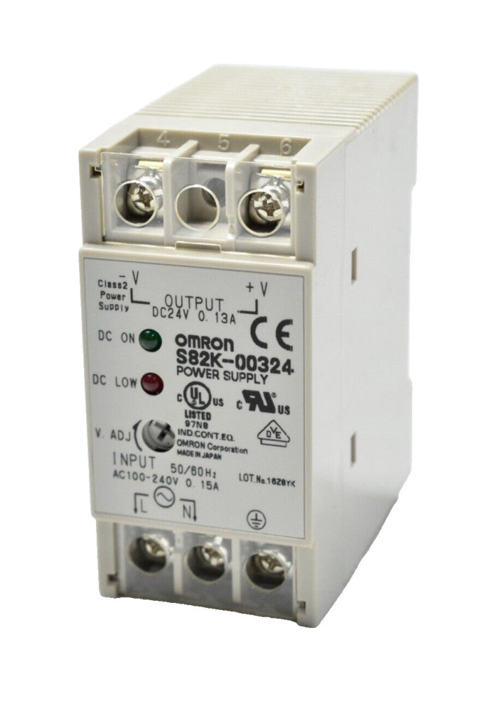 Omron S82K-00324 Power Supply 24 VDC @ 0.13A Output, 100-240VAC (New/Out of Box)