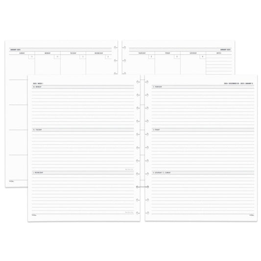 2025 TUL Discbound Weekly/Monthly Planner Refill Pages, Letter Size, Jan-Dec
