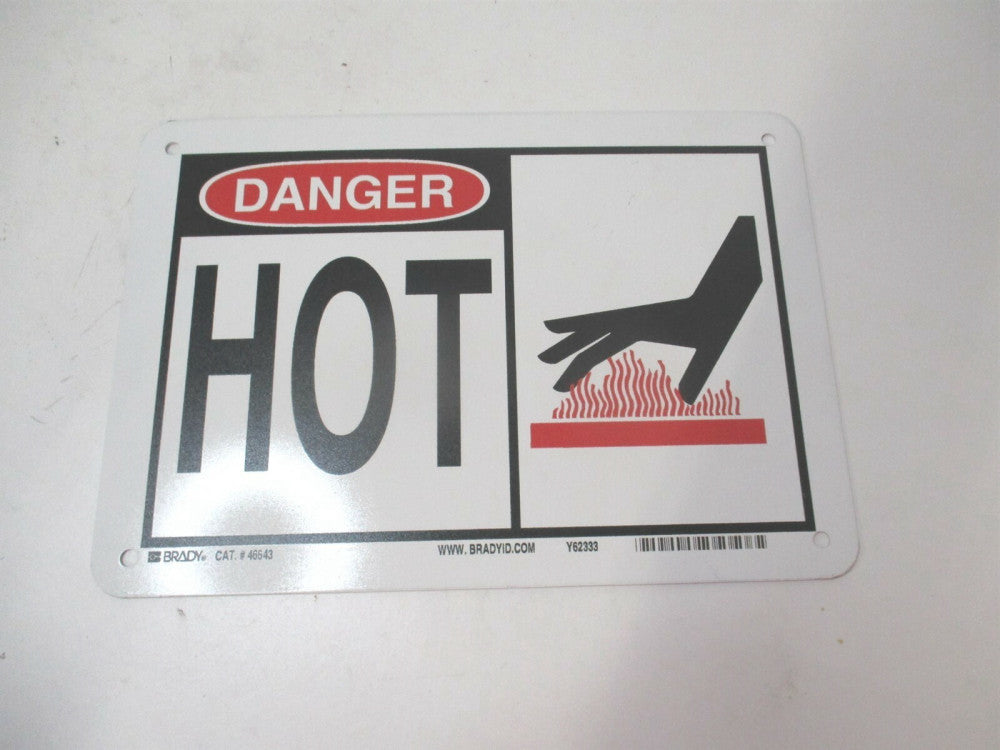 Brady (46643) 7" x 10" Danger Hot Sign Holes Mounting Holes