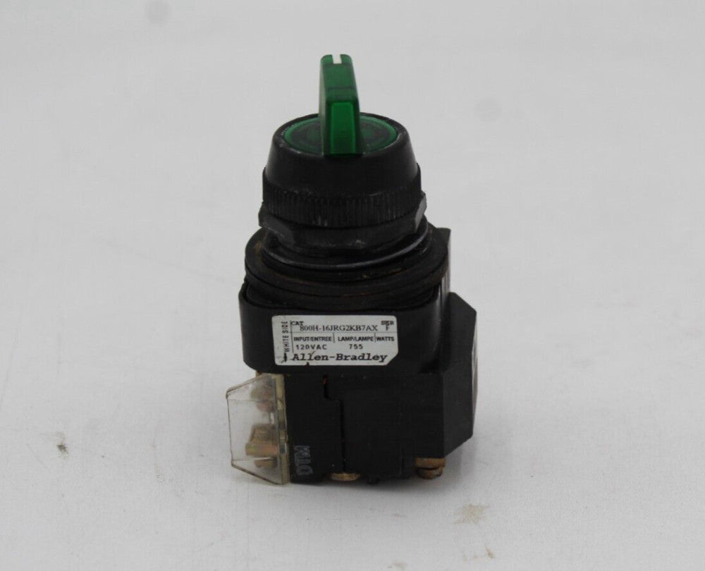 ALLEN-BRADLEY 800H-16JRG2KB7AX SER. F GREEN SWITCH