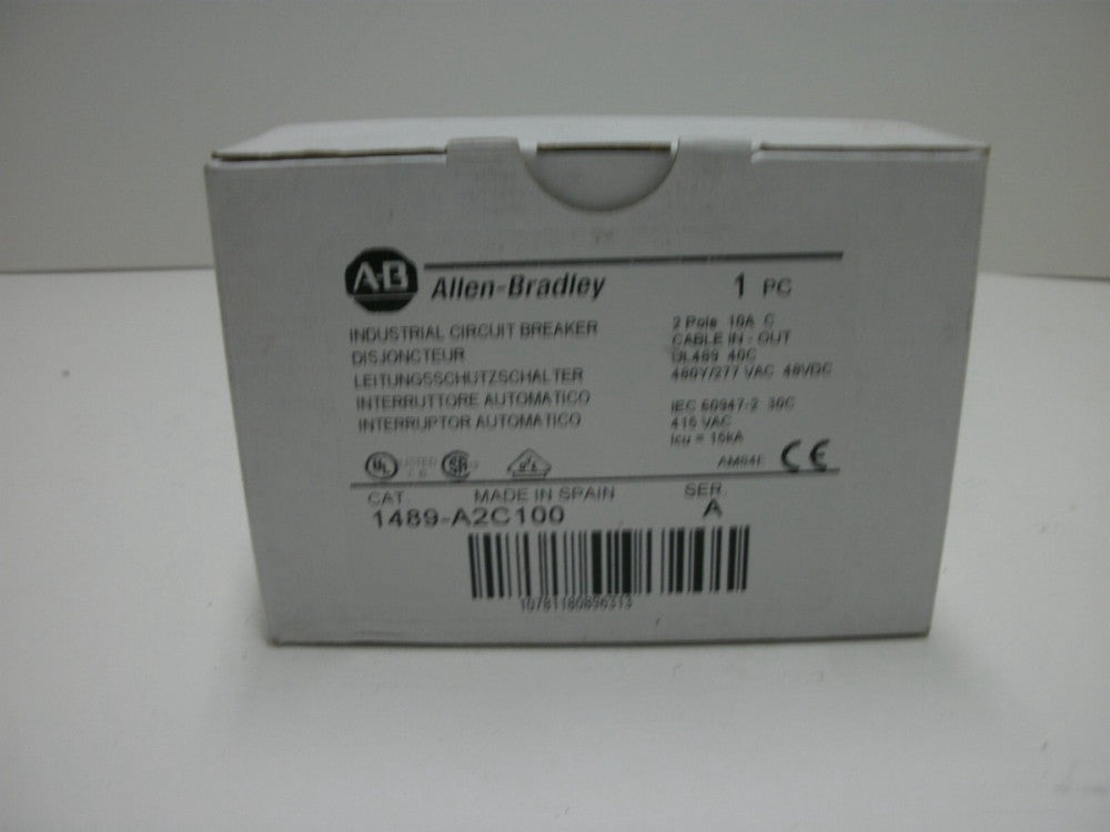 ALLEN BRADLEY 1489-A2C100 INDUSTRIAL CIRCUIT BREAKER 2 POLE 10 AMP NEW IN BOX