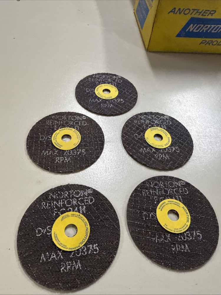 Lot of 5 New Old Stock Vintage Norton 3x1/16x3/8 Reinforced Cutoff Wheel FC2411