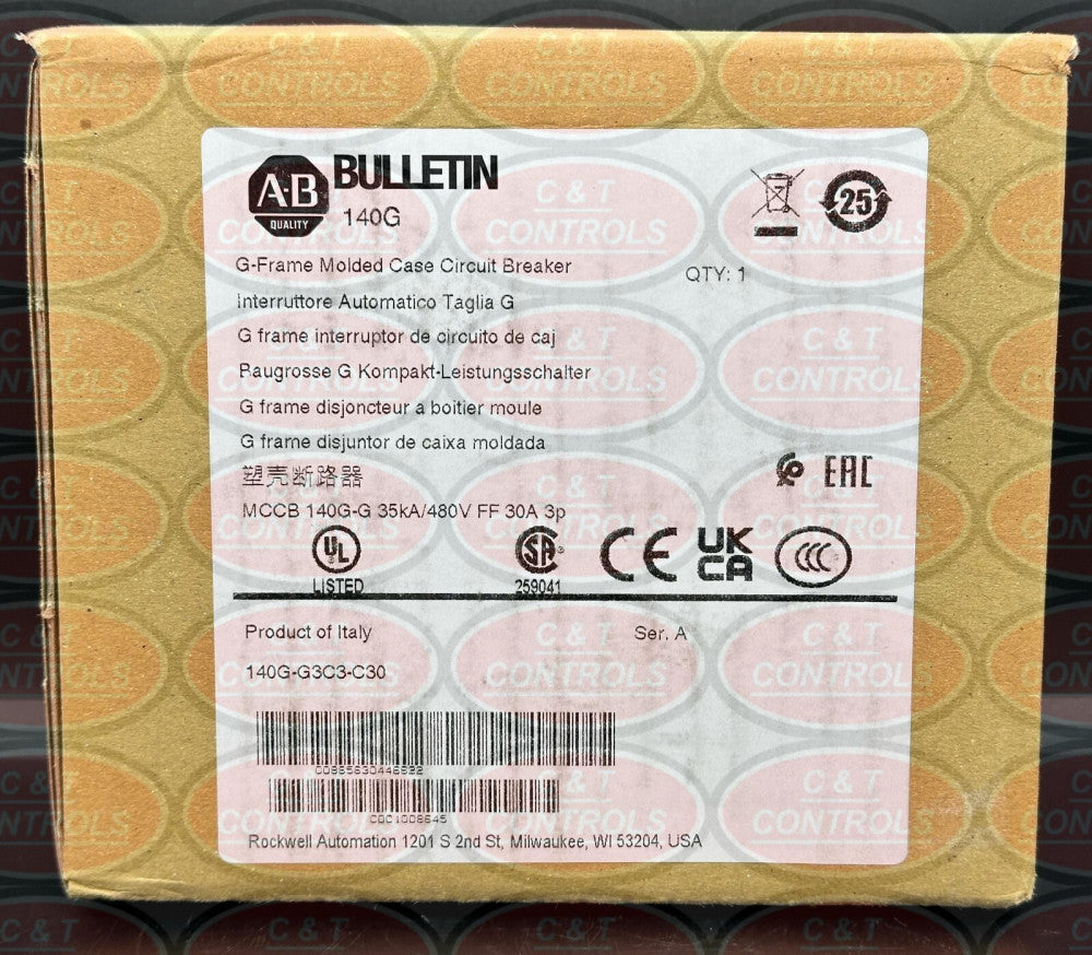 Allen Bradley 140G-G3C3-C30 Circuit Breaker 30A 480V New In Box USA Stock