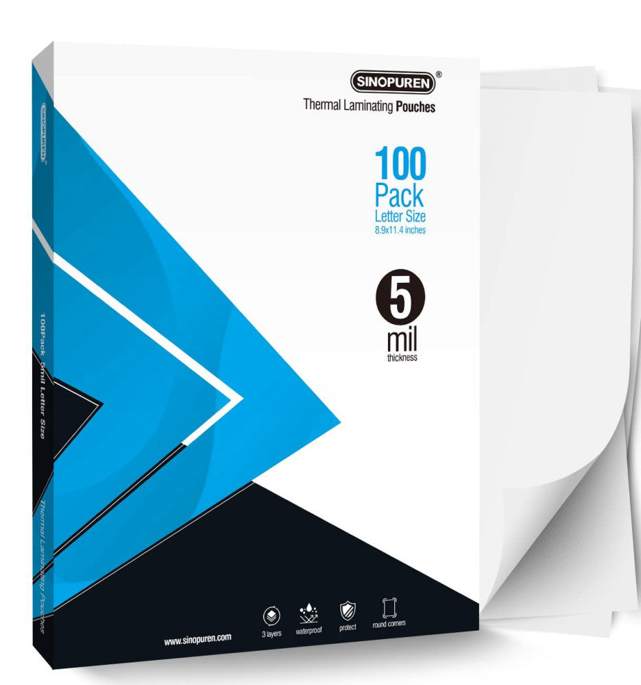 Thermal Laminating Pouches 5Mil Letter Size 8.9x11.4in 100-Pack Clear
