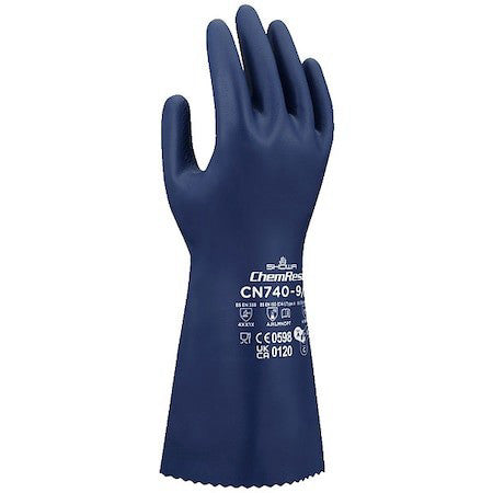 Showa Cn740m-08 Chemical Resistant Gloves, Nitrile, 12 3/5 In L, 14.96 Mil,