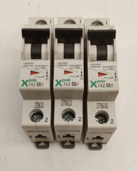 Moeller FAZ-S6/1 Circuit Breaker (Lot of 3)