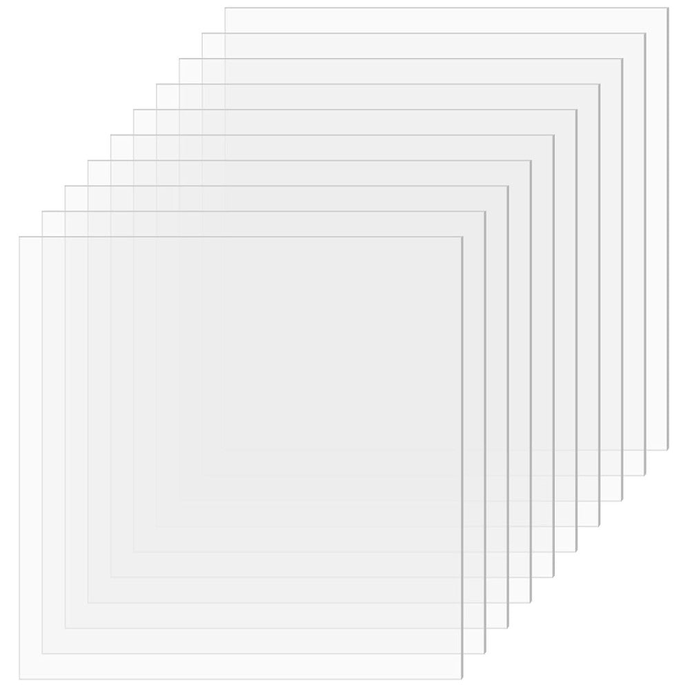 10 PCS Plexiglass Sheets, 12" x 12" x 0.02 Clear PET Sheet Panels, Clear Acrylic