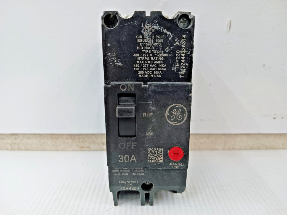 GE 30 Amp Bolt-On Circuit Breaker 2 Pole 480/277 VAC 14kA TEY230 (Flaw)
