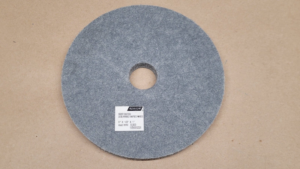 Norton Bear-Tex 66261002320 Deburring Unified Wheel 6" Diameter 1/2" Wide 1" Hol
