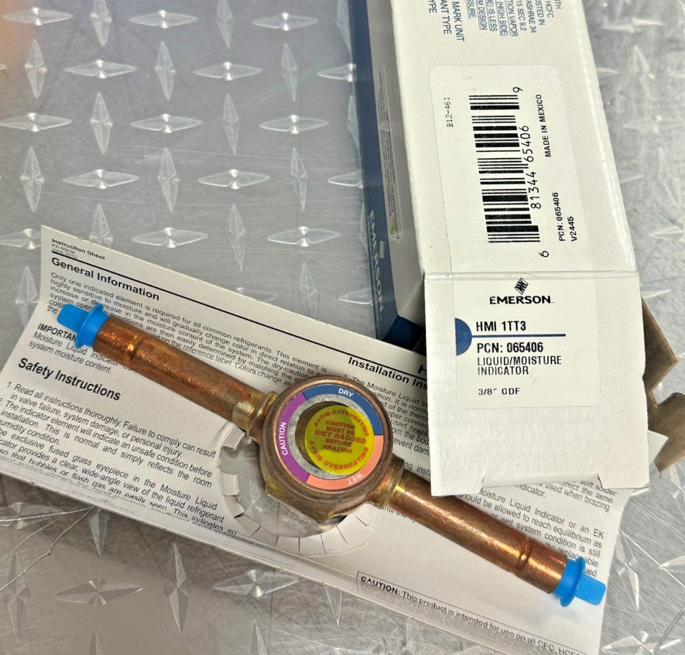 EMERSON, LIQUID MOISTURE INDICATION, Sight Glass for 3/8" O.D. Lines