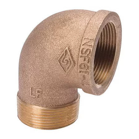 Zoro Select 22Ul06 Brass 90 Degrees Street Elbow, Mnpt X Fnpt, 3/8" Pipe Size