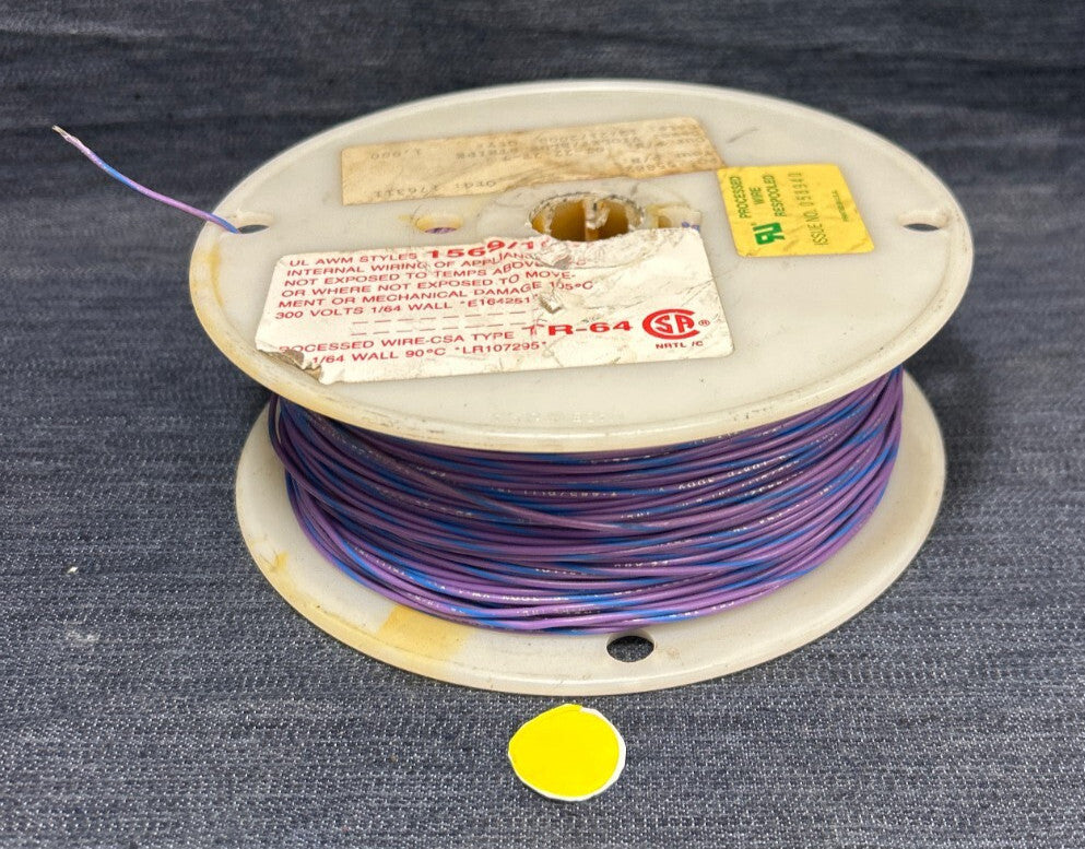 22-AWG VIOLET/BLUE STRIPED HOOK-UP WIRE 800FT TINNED COPPER
