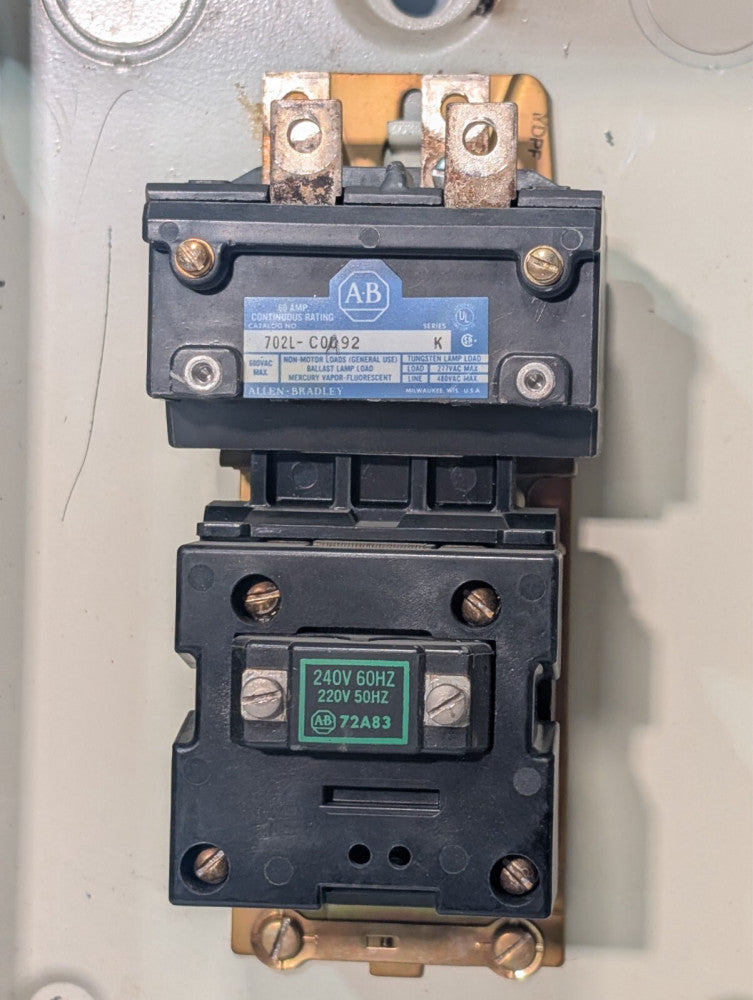Allen-Bradley 702L-C0D92 Ser. K Enclosed Lighting Contactor, 60A 2P 120V Coil
