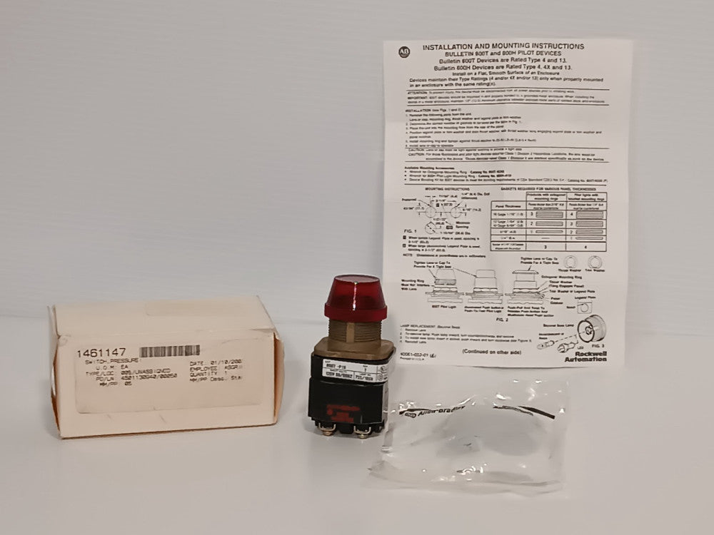 Allen-Bradley 800T-P16R Red Pilot Light, Series T, 30.5mm, 120v