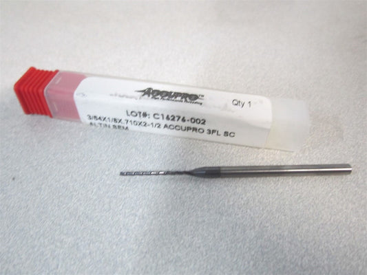 (AP62778295) 3/64" x 1/8" x 2-1/2" OAL 3 Flute Solid Carbide Square End Mill 