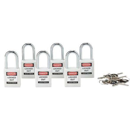 Brady 118925 Lockout Padlock, Keyed Different, Nylon, Standard Body Size, 1-3/4